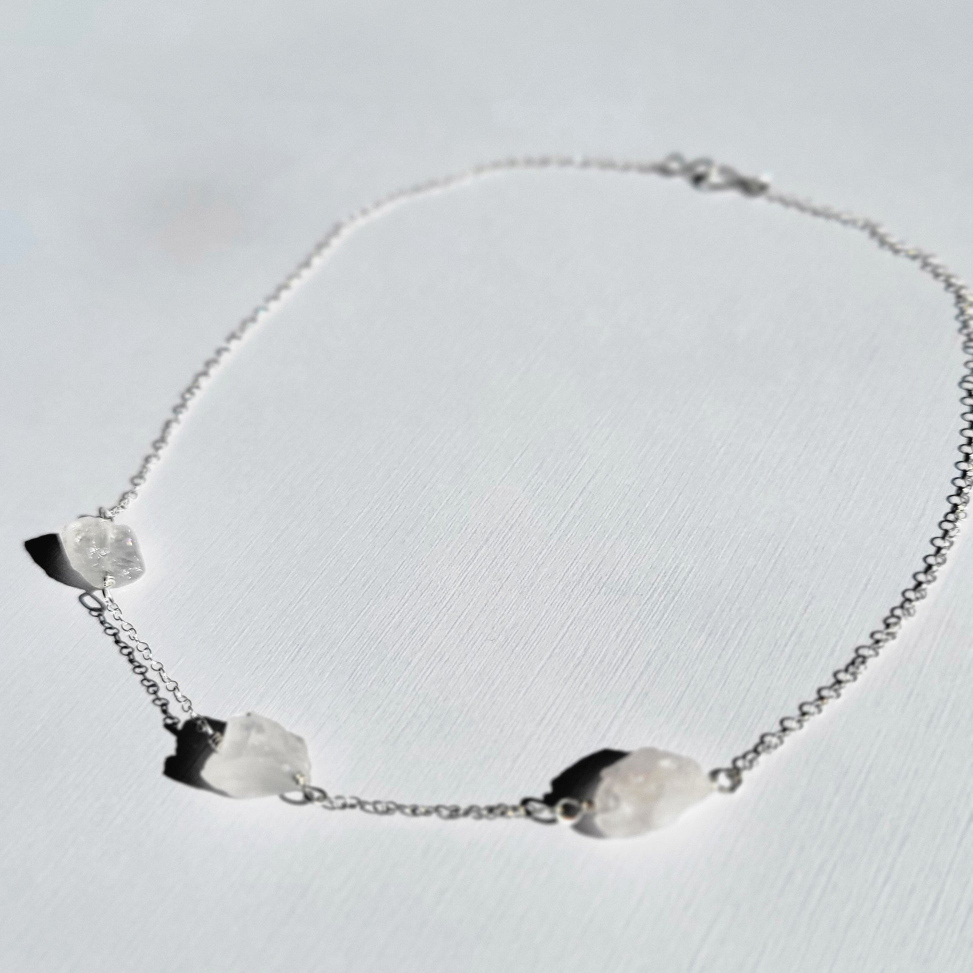 Silver Rose Quartz Choker Necklace