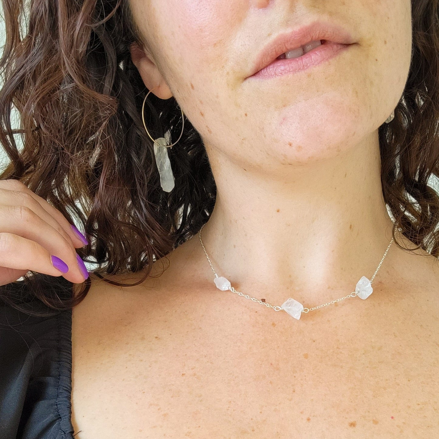 Silver Rose Quartz Choker Necklace