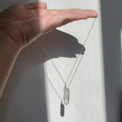 Gold Filled Quartz Crystal Point Necklace