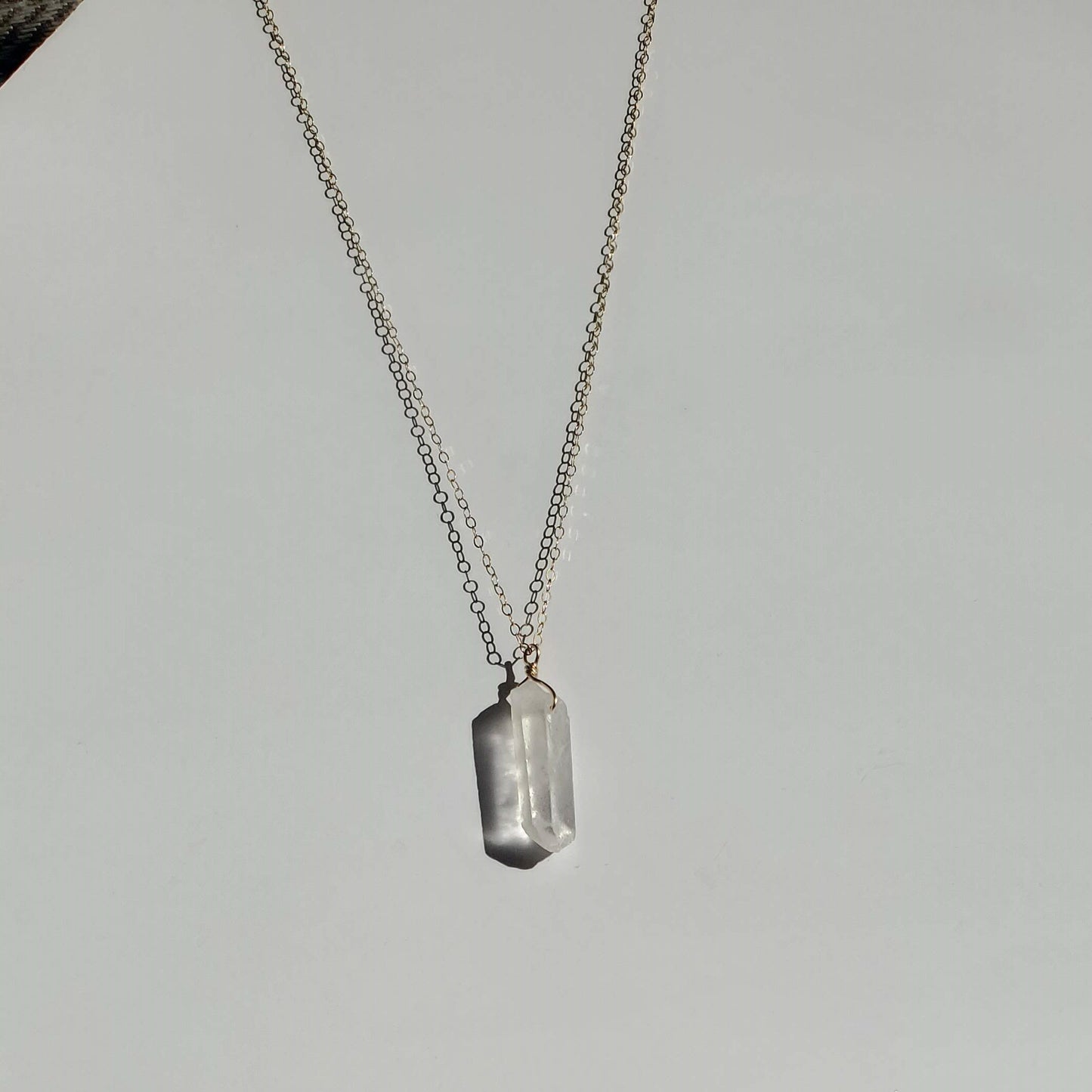 Gold Filled Quartz Crystal Point Necklace