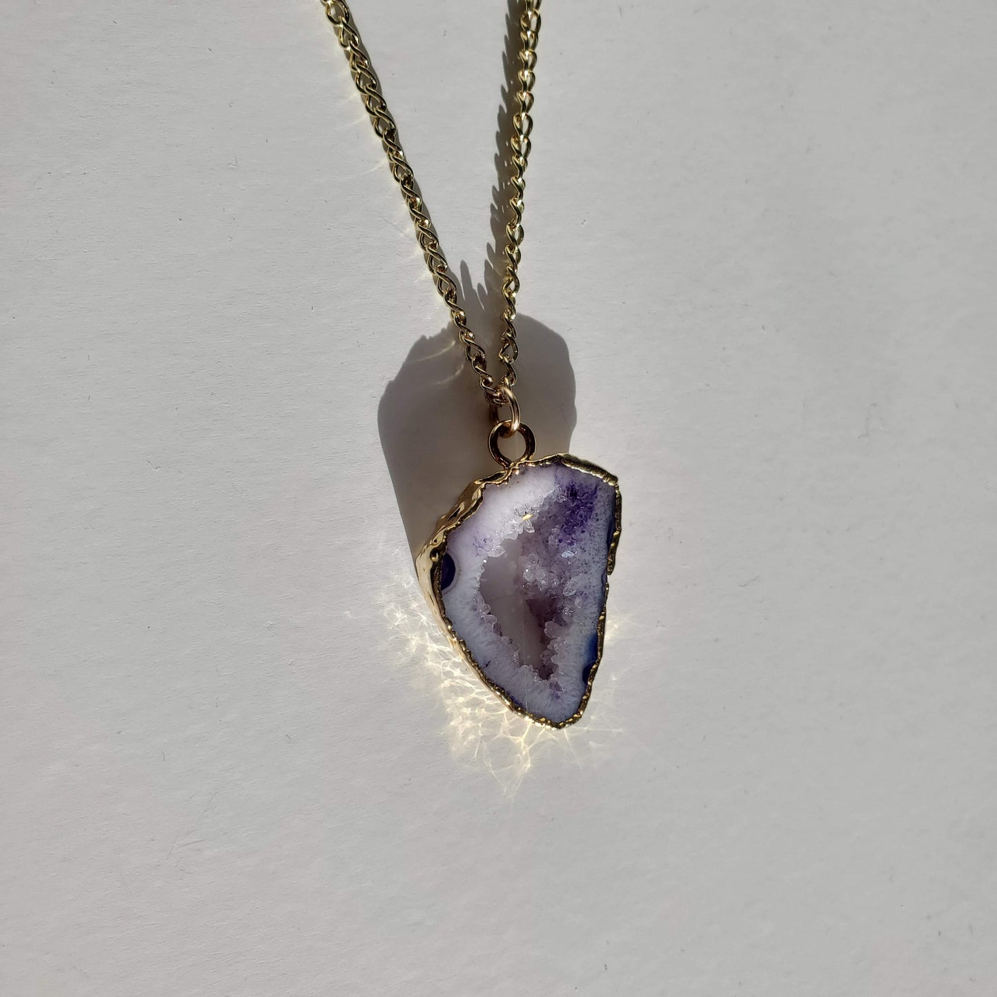 Orchid Gold Geode Necklace