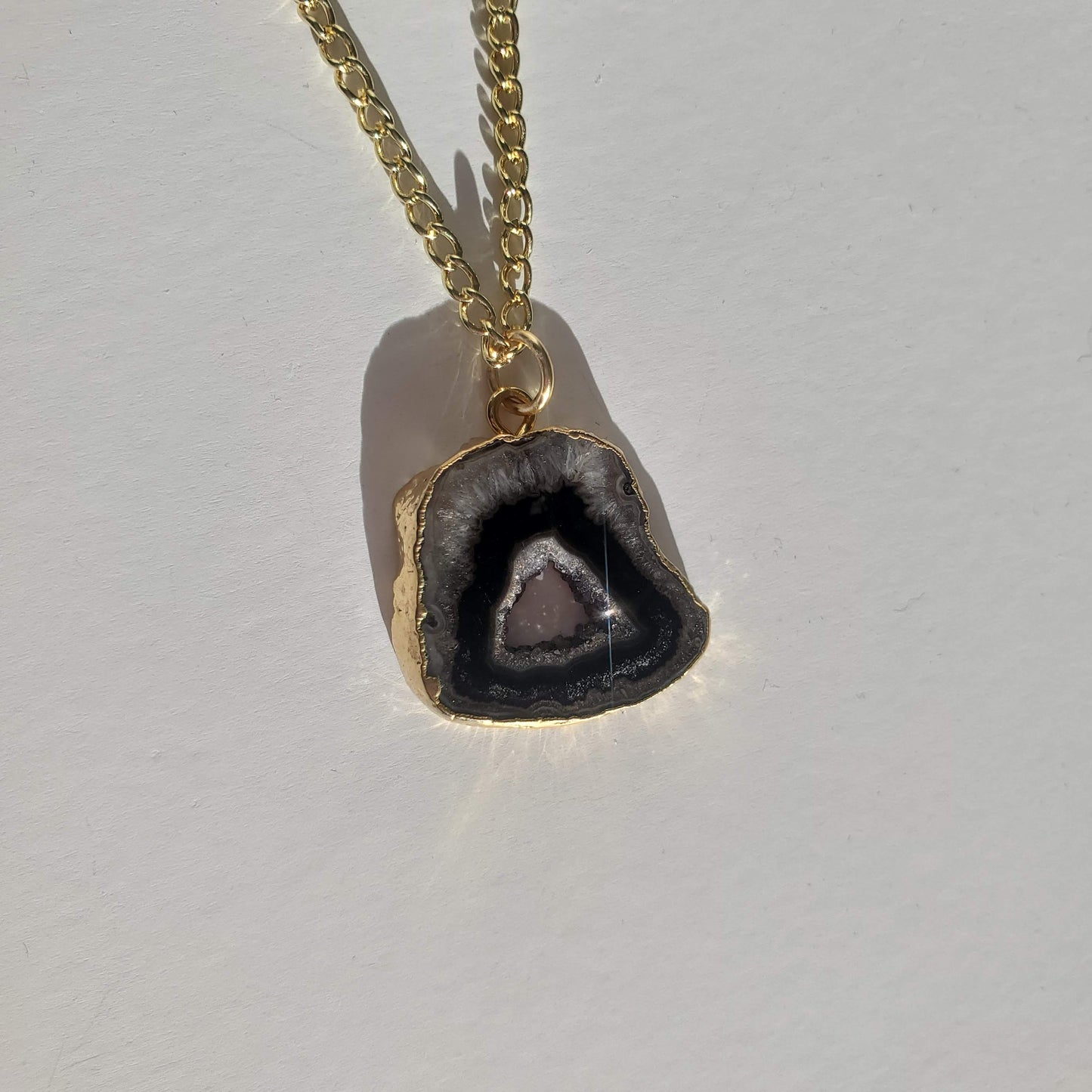 Raven Gold Geode Necklace