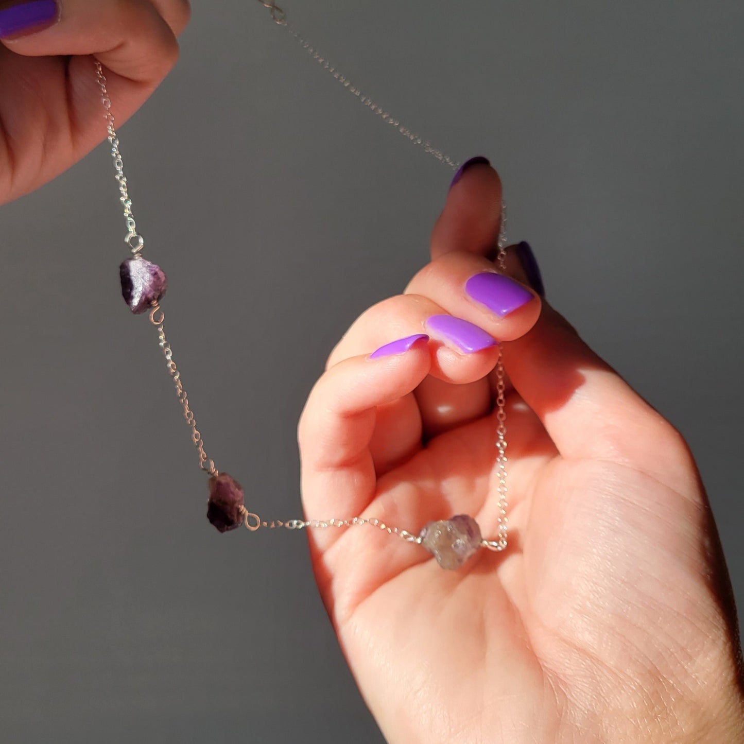 Silver Amethyst Choker Necklace