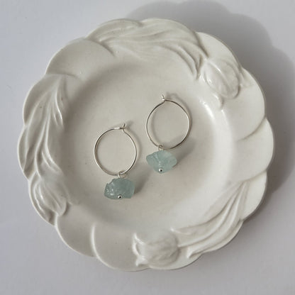 Aquamarine Hoop Earrings | Sterling Silver