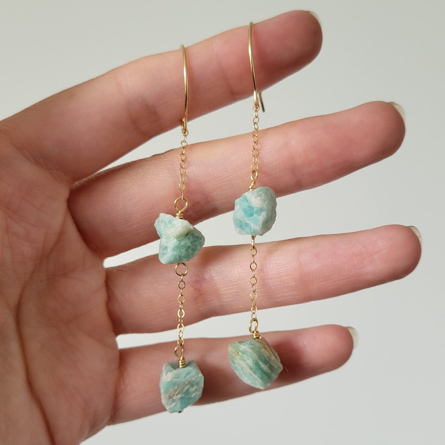 Amazonite Dangle Earrings | Gold Filled