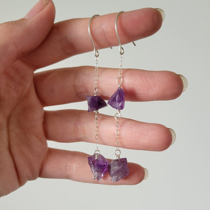 Amethyst Dangle Earrings | Sterling Silver