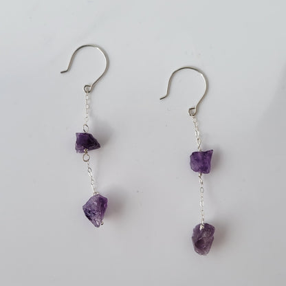 Amethyst Dangle Earrings | Sterling Silver