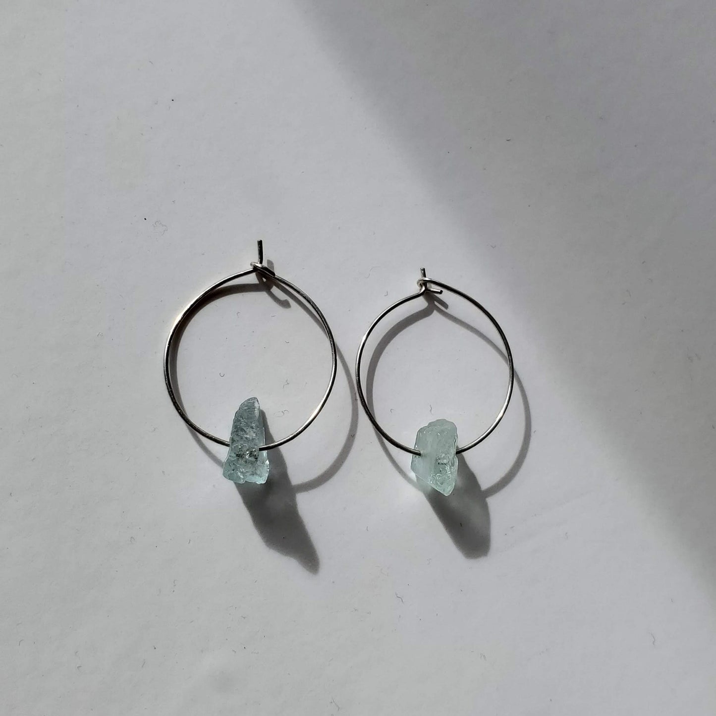 Lena Petite | Sterling Silver Aquamarine Hoop Earrings