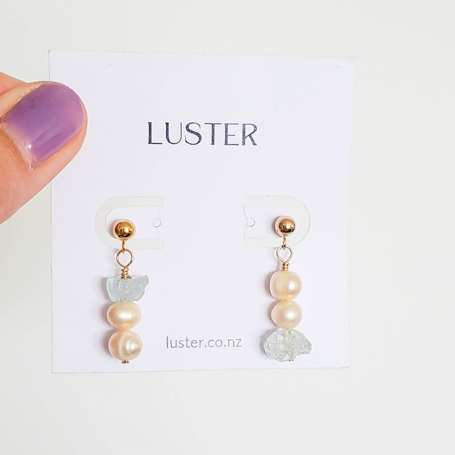 Limited Edition | Pearl & Aquamarine Gold Filled Studs