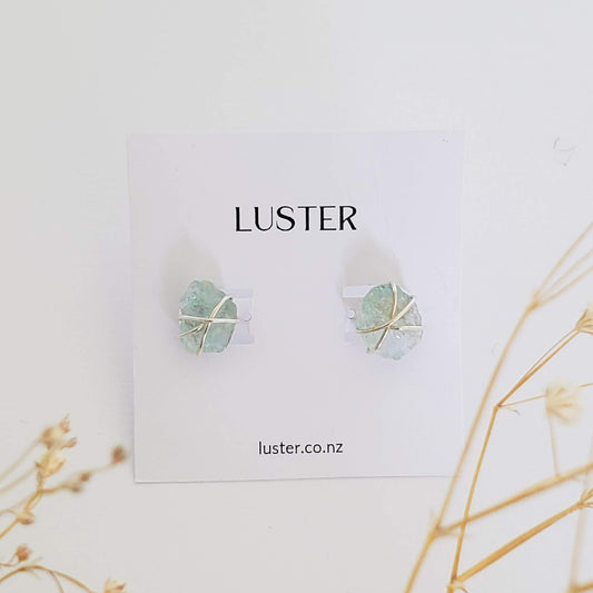 Limited Edition | Aquamarine Sterling Silver Wrapped Studs