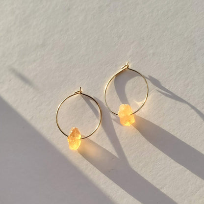 Gold Filled Citrine Hoop Earrings