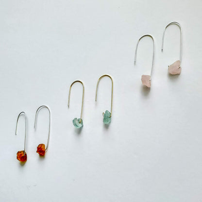 Custom Raw Crystal Drop Earrings