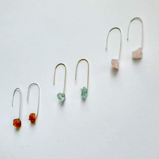 Custom Raw Crystal Drop Earrings