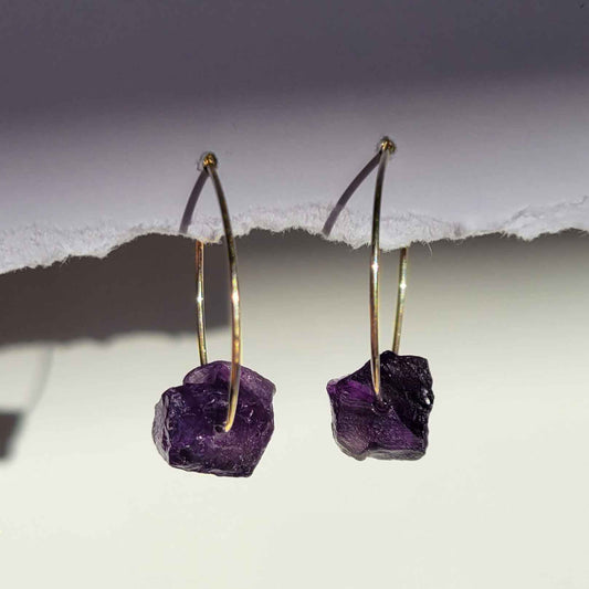 Gold Filled Amethyst Hoops