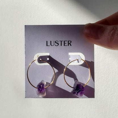 Gold Filled Amethyst Hoop Earrings