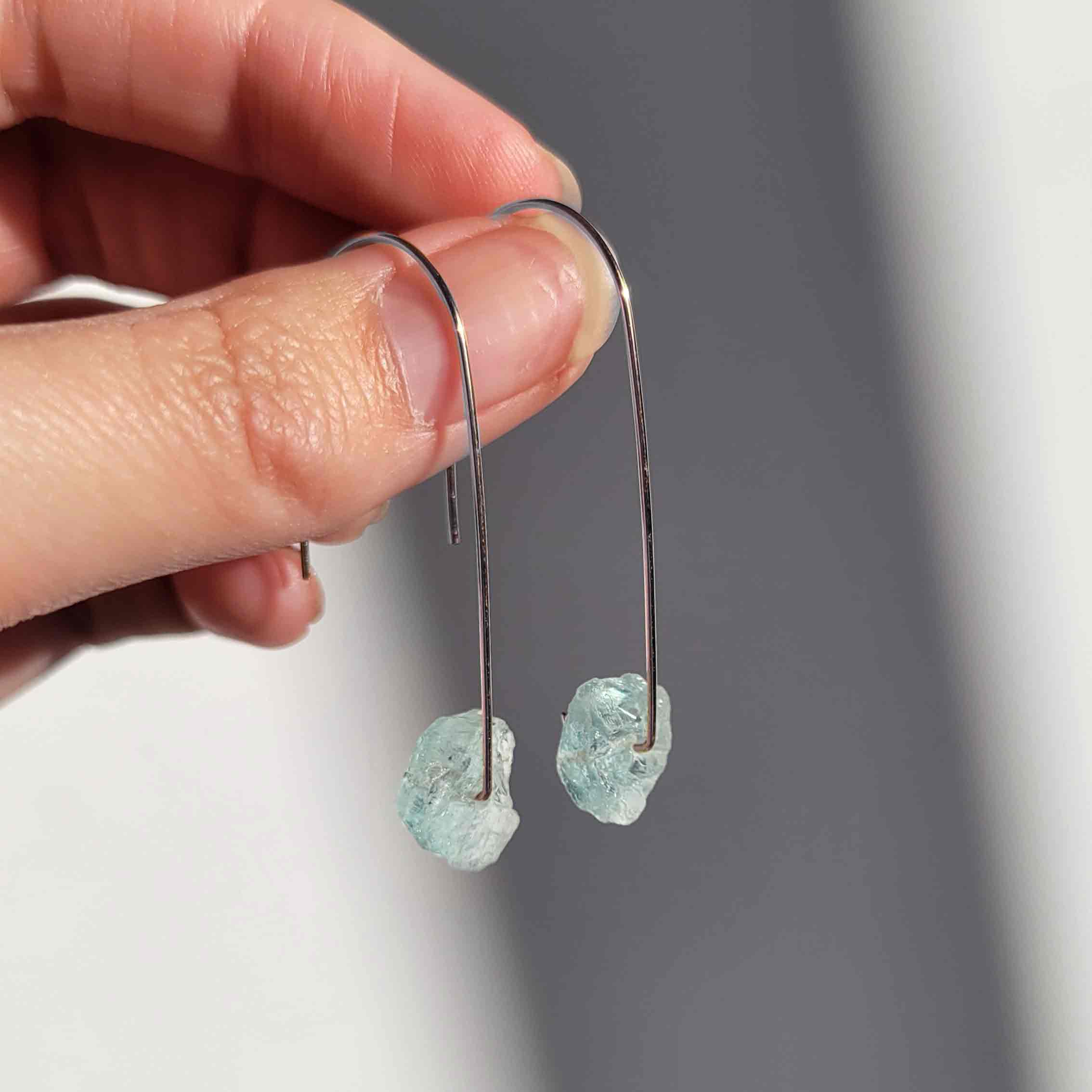 Silver Aquamarine retailer Drop Earrings