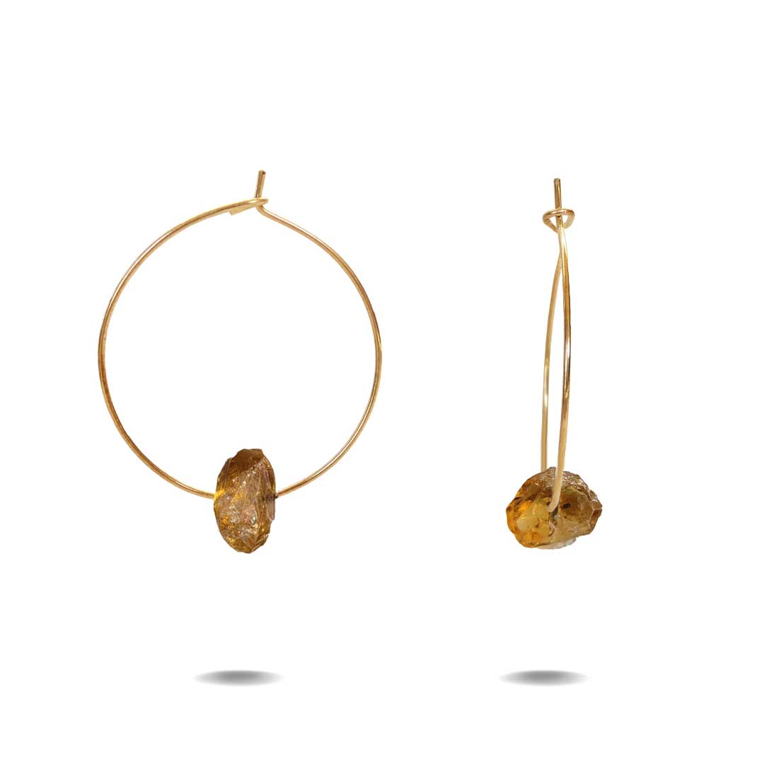 Gold Filled Citrine Hoop Earrings