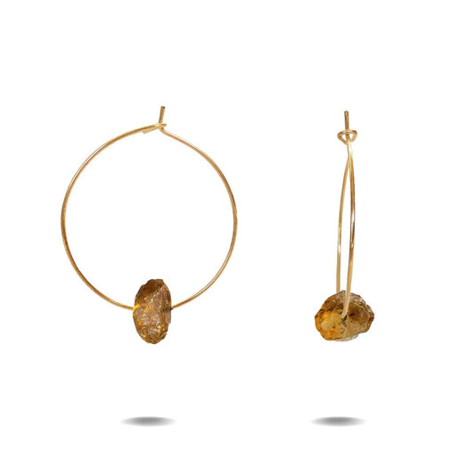 Gold Filled Citrine Hoop Earrings