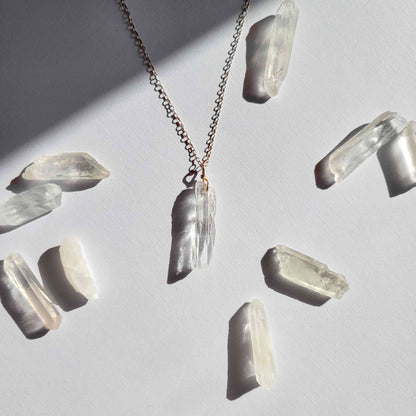 Gold Filled Quartz Crystal Point Necklace