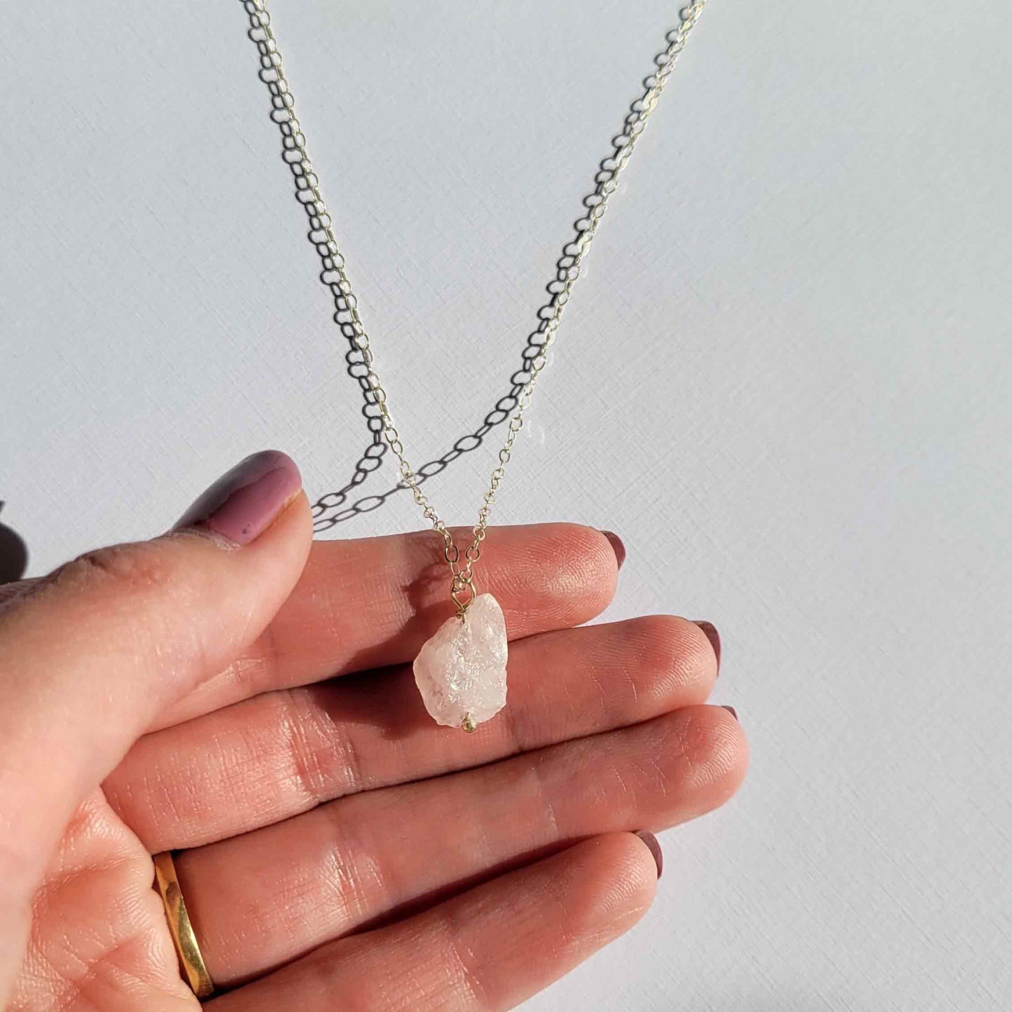 Gold Filled Rose Quartz Necklace