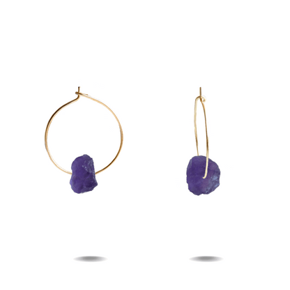 Gold Filled Amethyst Hoop Earrings