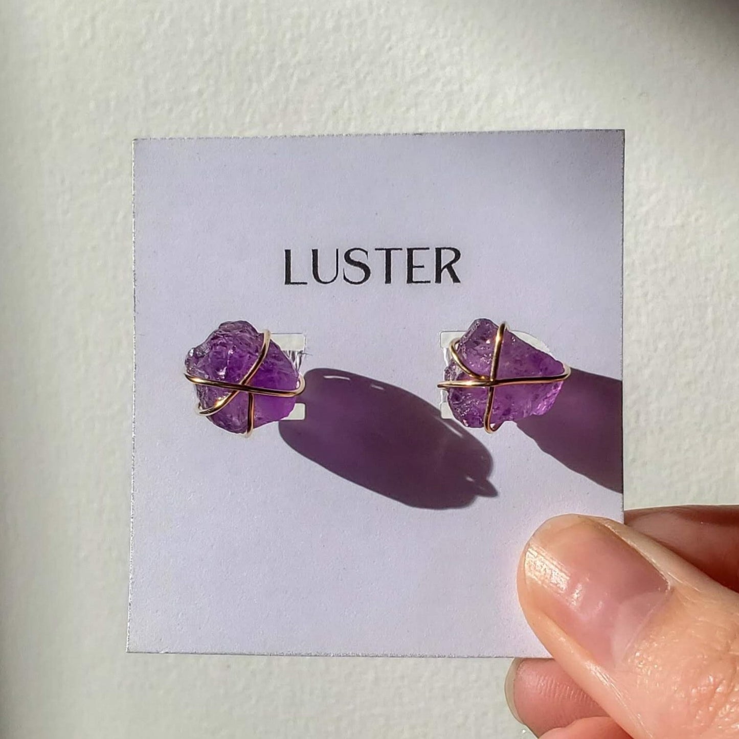 Gold Filled Amethyst Wrapped Studs