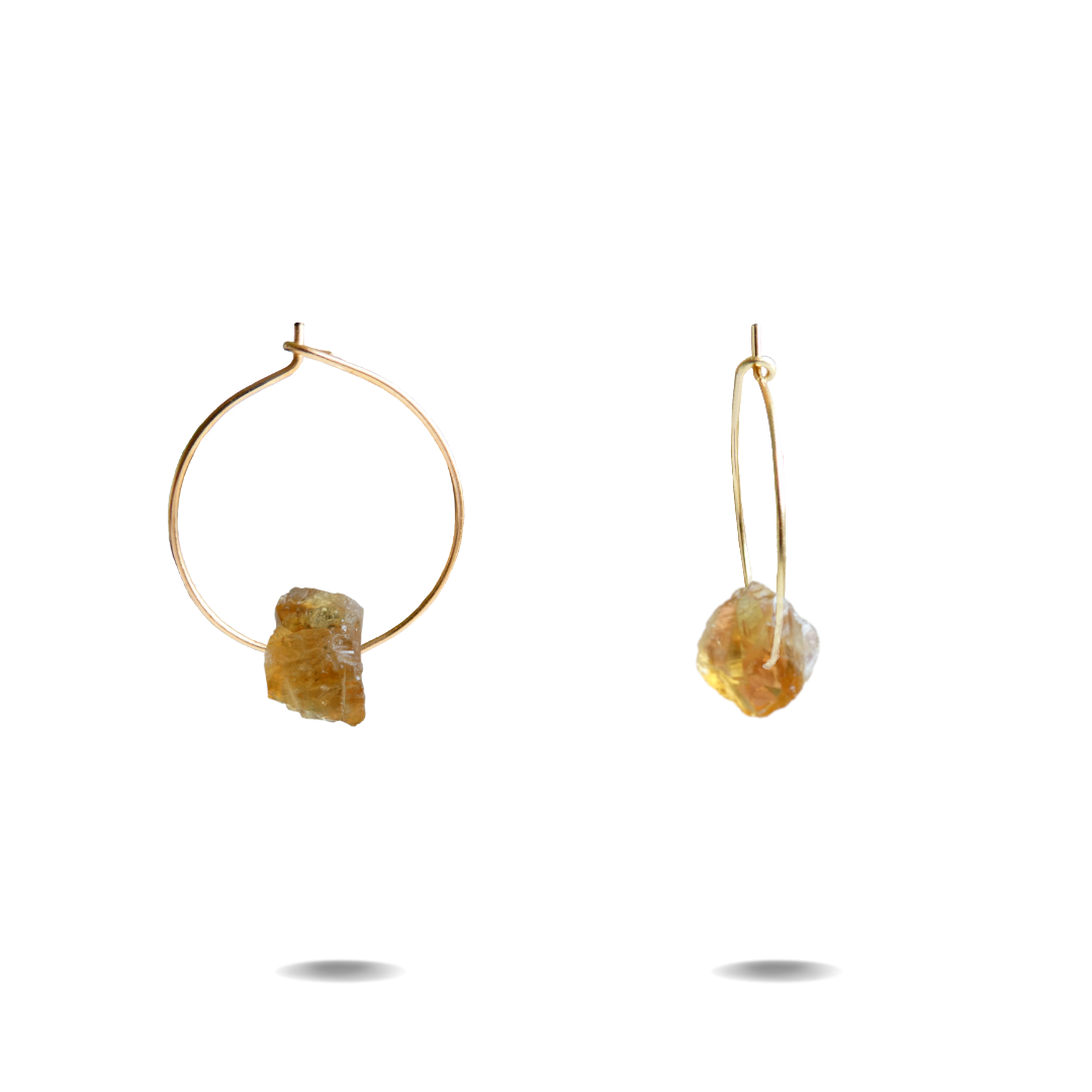 Gold Filled Citrine Hoop Earrings