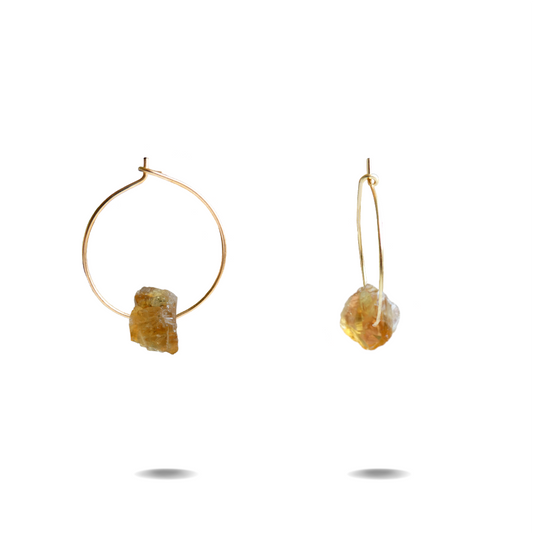 Gold Filled Citrine Hoop Earrings