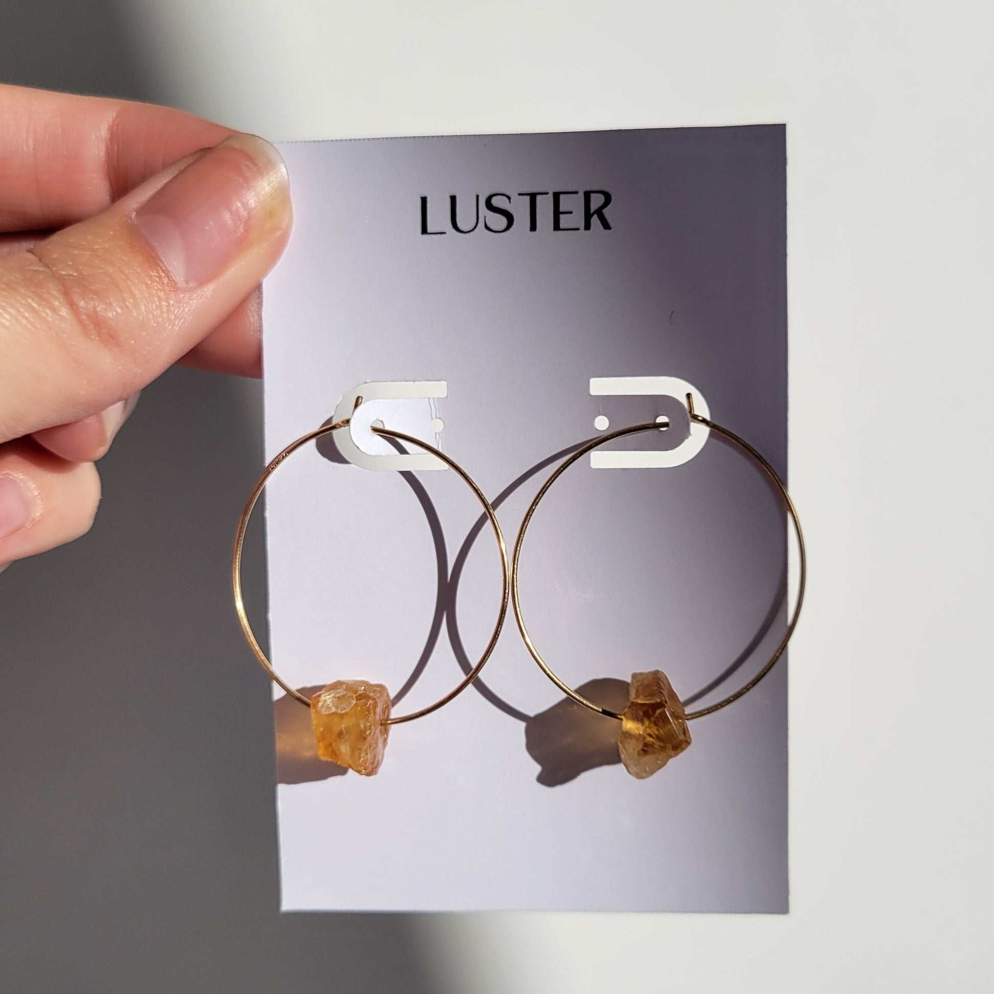 Gold Filled Citrine Hoop Earrings