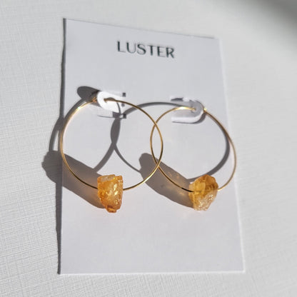 Gold Filled Citrine Hoop Earrings