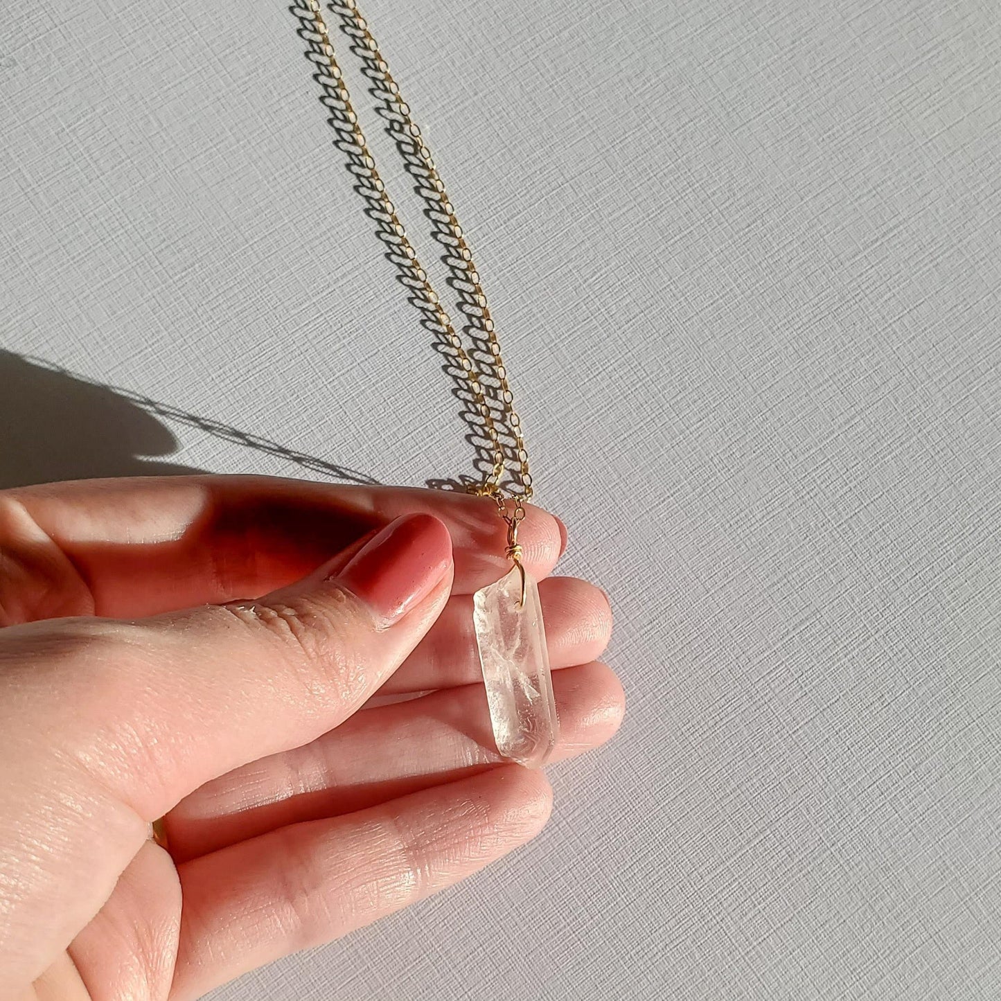 Gold Filled Quartz Crystal Point Necklace