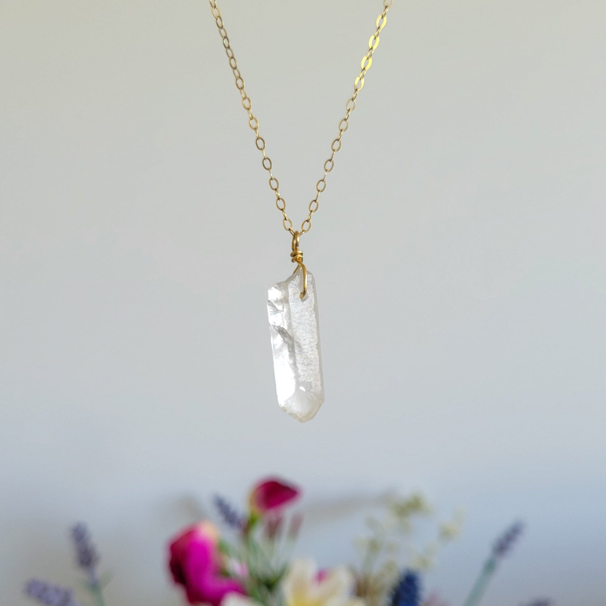 Gold Filled Quartz Crystal Point Necklace