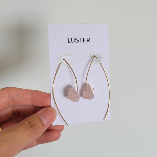 Gold Filled Rose Quartz Hook Earrings