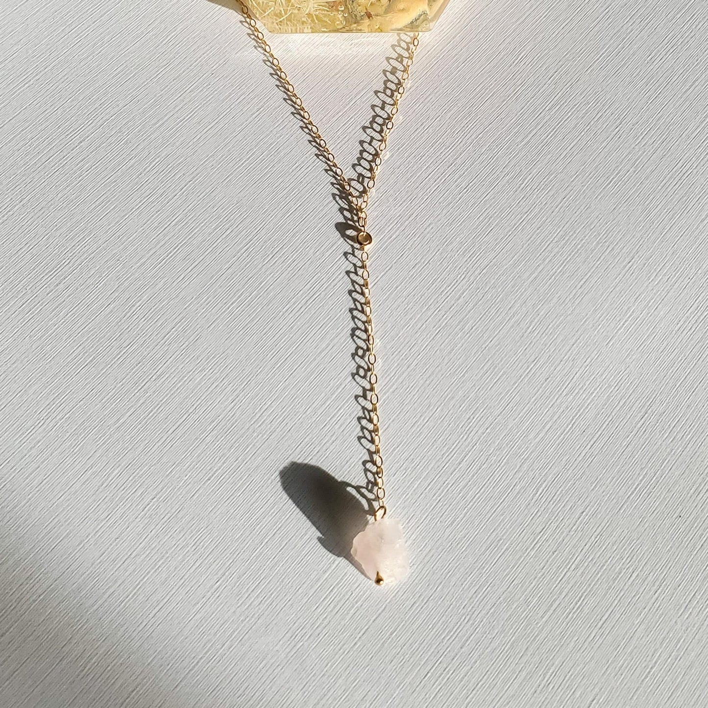 Lucia Drop | Gold Filled Rose Quartz Necklace