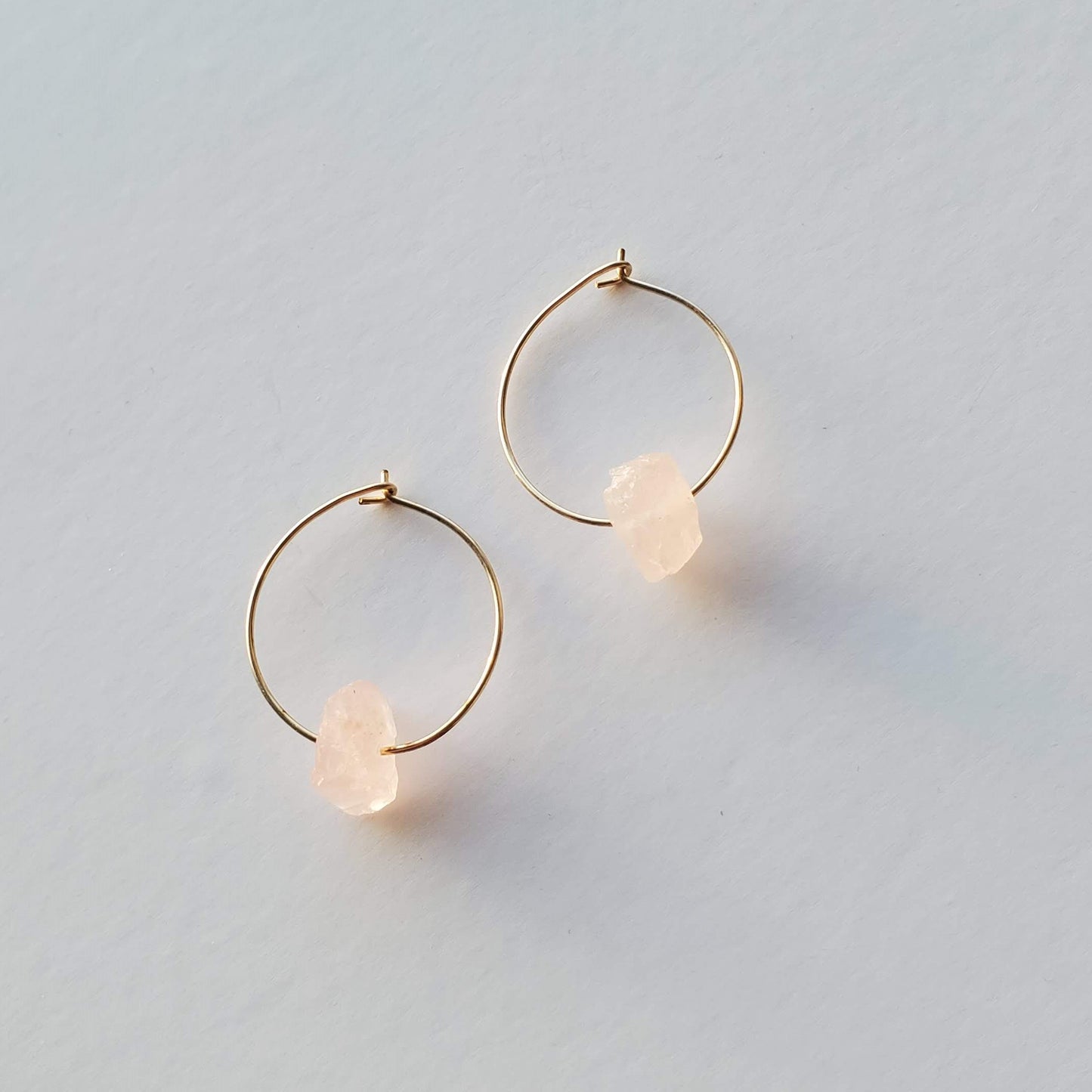 Lena Petite | Gold Filled Rose Quartz Hoop Earrings
