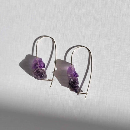 Silver Amethyst Hook Earrings