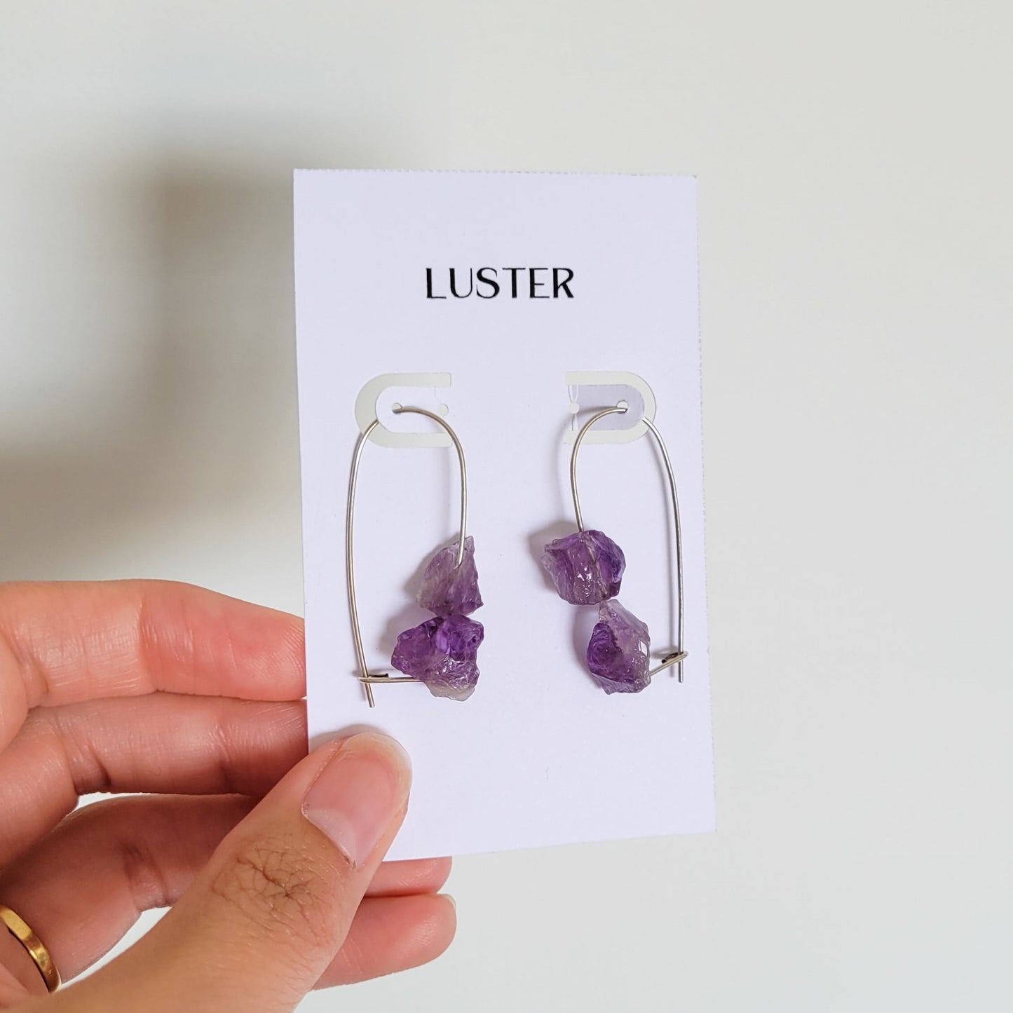 Silver Amethyst Hook Earrings