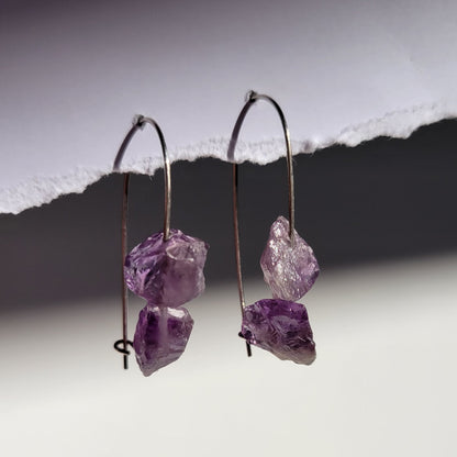 Silver Amethyst Hook Earrings