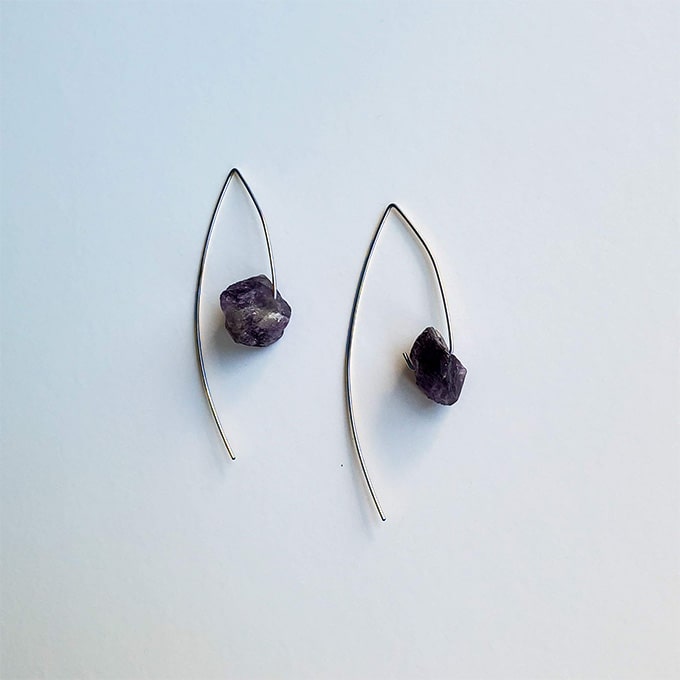 Sterling Silver Amethyst Hook Earrings