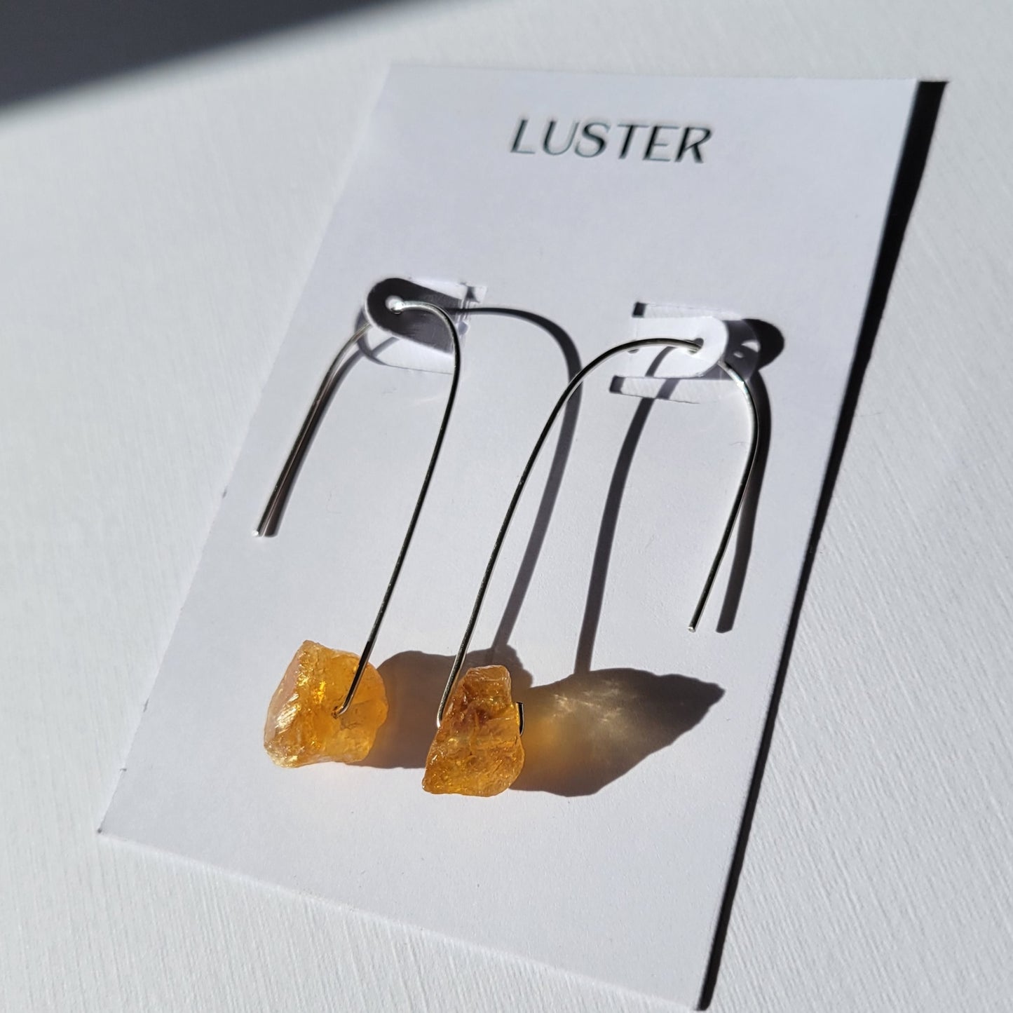 Silver Citrine Drop Earrings