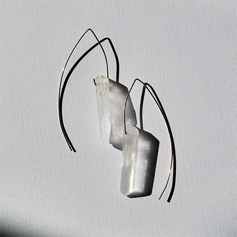 Sterling Silver Quartz Point Hook Earrings