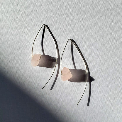 Sterling Silver Rose Quartz Hook Earrings