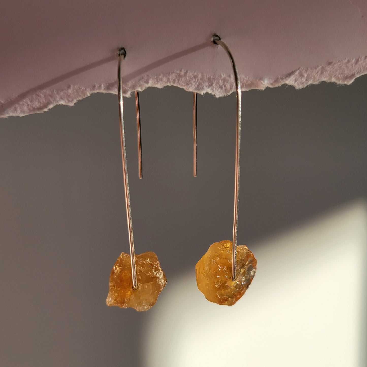 Silver Citrine Drop Earrings