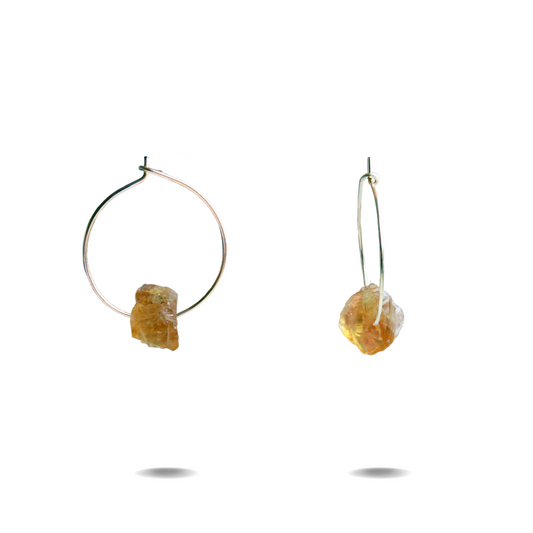 Petite Silver Citrine Hoop Earrings