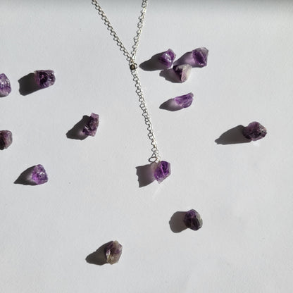 Silver Raw Amethyst Necklace