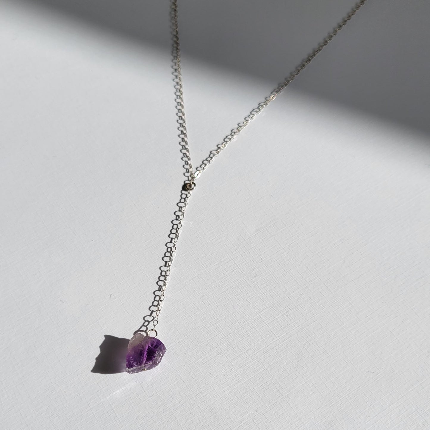 Silver Raw Amethyst Necklace