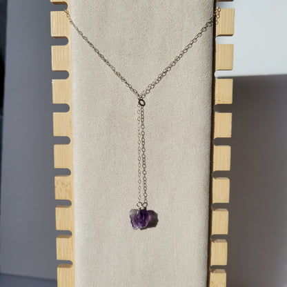 Silver Raw Amethyst Necklace