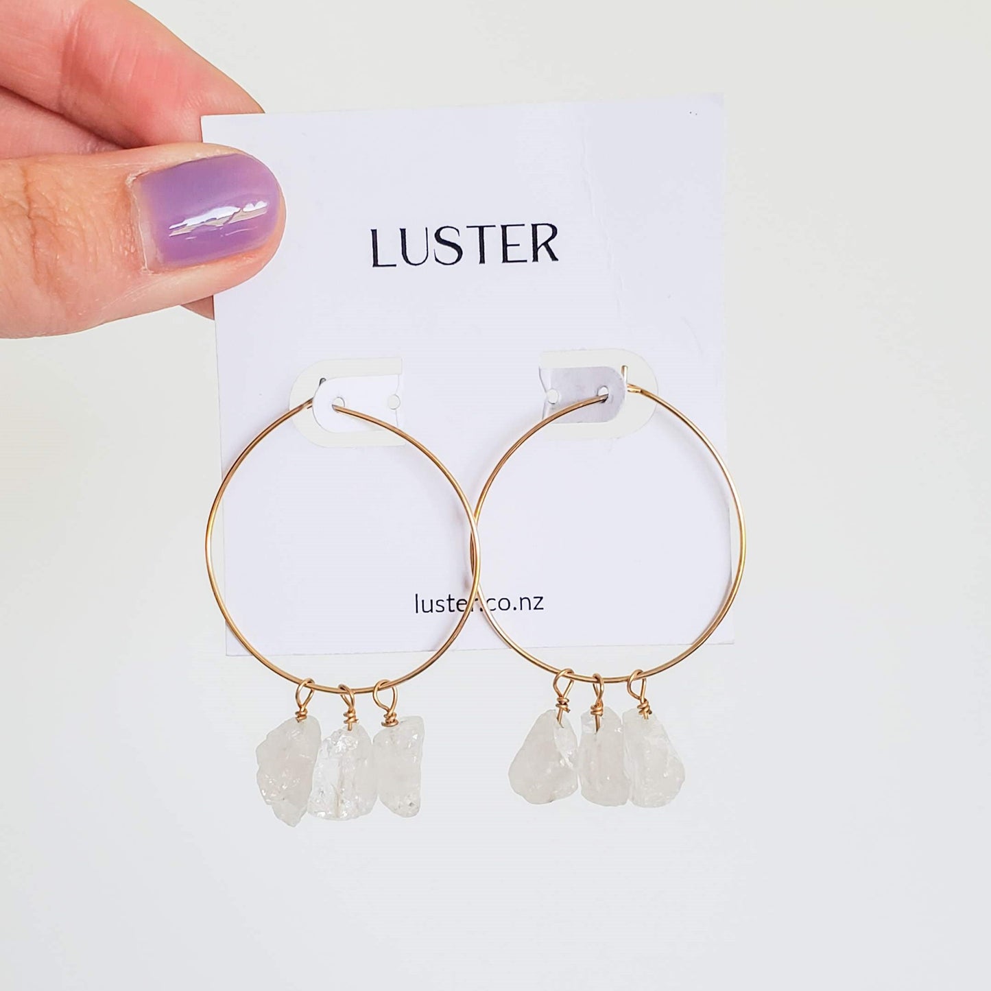 Limited Edition | Clear Quartz Droplets Gold Filled Hoops