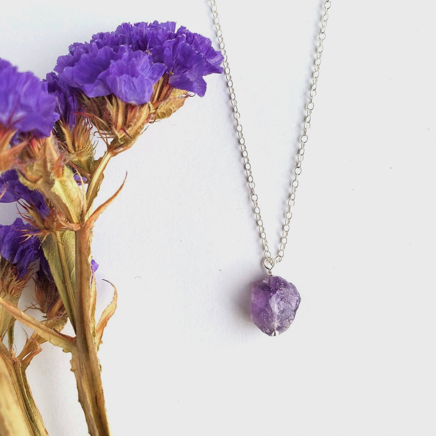 Sterling Silver Amethyst Crystal Necklace