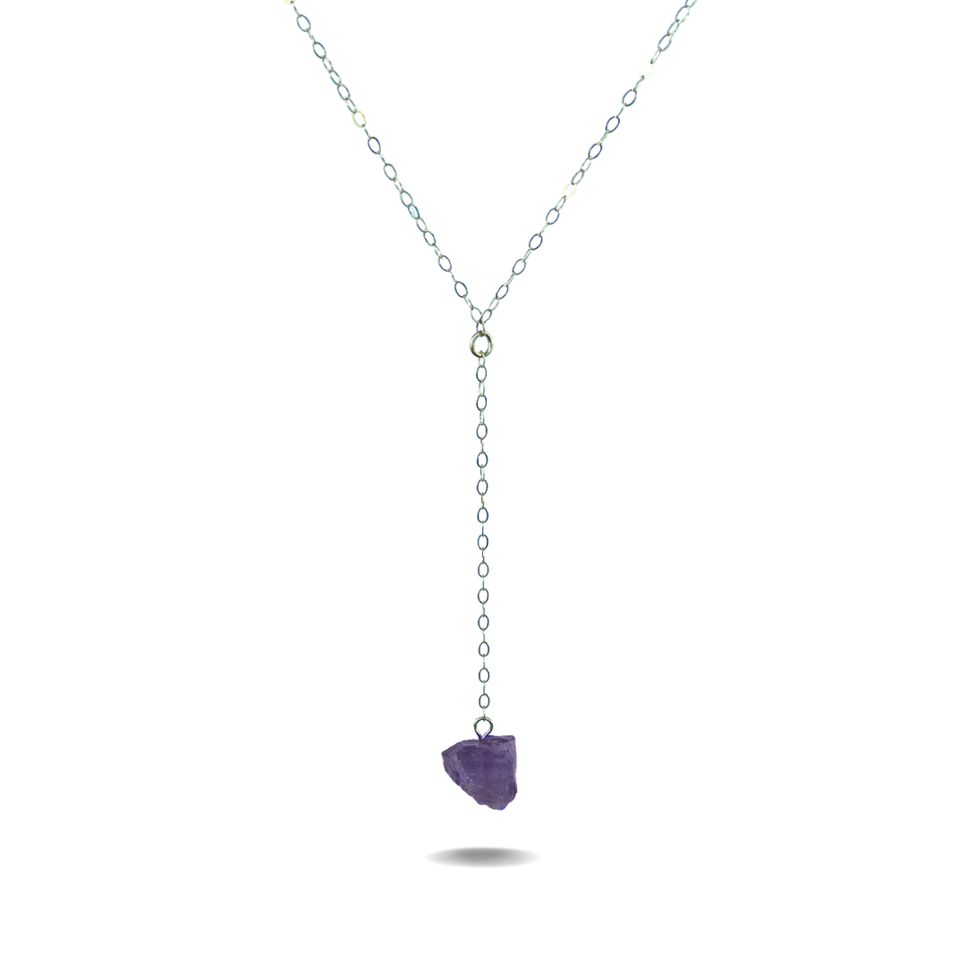 Silver Raw Amethyst Necklace